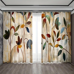 Autumn Leaves Rod Pocket Curtains for Home Decor
