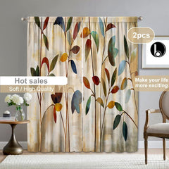 Autumn Leaves Rod Pocket Curtains for Home Decor