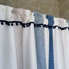 1PC Cafe Blackout Short Curtains Valance Colorful Striped Tassels