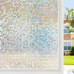 Rainbow Privacy Window Film 3D Stained Glass Block Decorative Home Tinting
