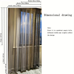 Golden Gradient Sequin Tulle Curtains for Living Room