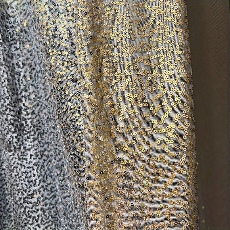 Golden Gradient Sequin Tulle Curtains for Living Room