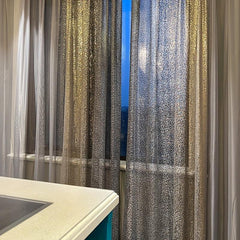 Golden Gradient Sequin Tulle Curtains for Living Room