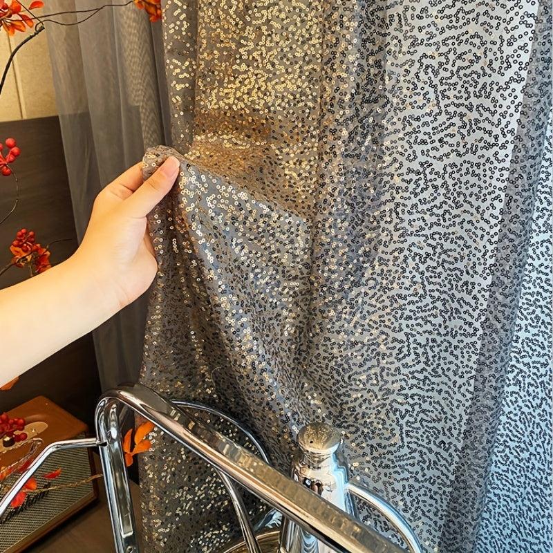 Golden Gradient Sequin Tulle Curtains for Living Room