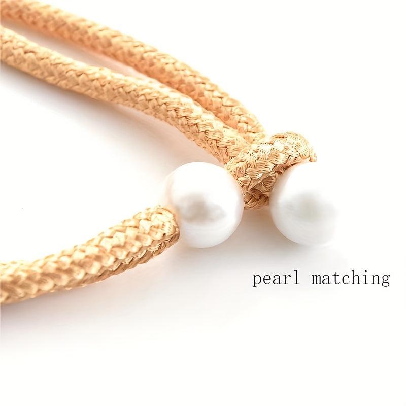 2pcs Faux Pearl Curtain Ties Curtain Rope Adjustable Curtain Fixings Tiebacks