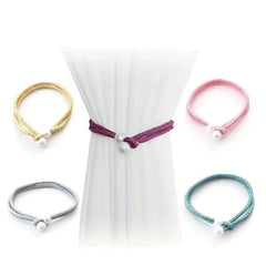 2pcs Faux Pearl Curtain Ties Curtain Rope Adjustable Curtain Fixings Tiebacks