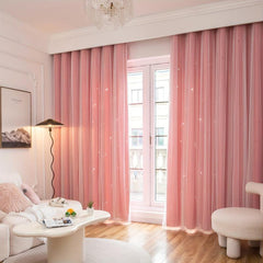 Sheer Lace Star Cutout Curtain for Living Room and Bedroom