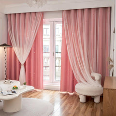 Sheer Lace Star Cutout Curtain for Living Room and Bedroom