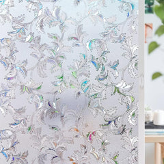 Vintage Curly Leaf Privacy Window Film Translucent No Glue Frosted Static