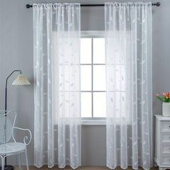 Leaf Pattern Curtains Embroidered Tulle Sheer Curtain