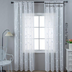 Leaf Pattern Curtains Embroidered Tulle Sheer Curtain