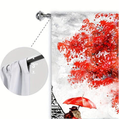 2pcs Paris Eiffel Tower Print Curtains Rod Pocket Top