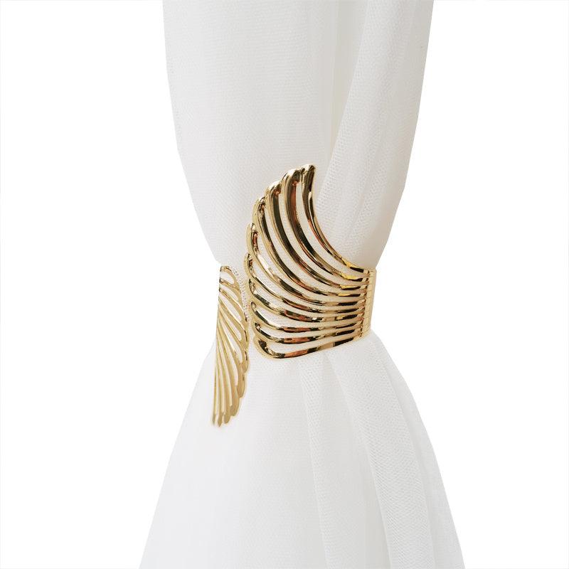 Wave Raw Brass Curtain Tieback - Minimalist Geometric Line Curtain Tie