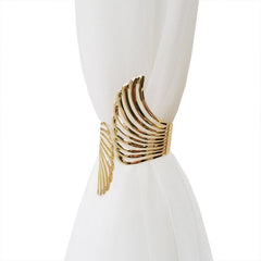 Wave Raw Brass Curtain Tieback - Minimalist Geometric Line Curtain Tie