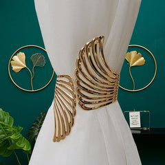 Wave Raw Brass Curtain Tieback - Minimalist Geometric Line Curtain Tie