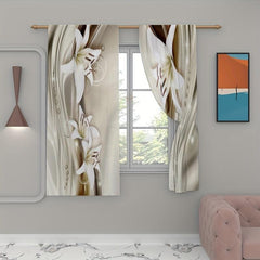 2pcs 3D Flower Pattern Sheer Curtain for Home Decor