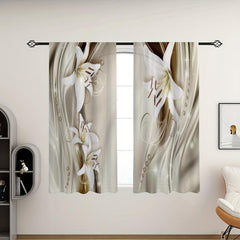 2pcs 3D Flower Pattern Sheer Curtain for Home Decor