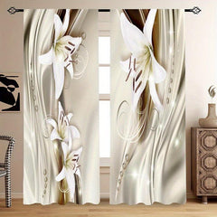 2pcs 3D Flower Pattern Sheer Curtain for Home Decor