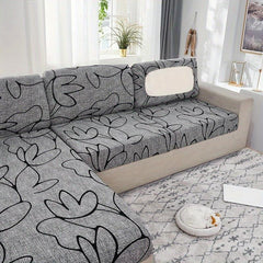 Gray Flower Elastic Sofa Slipcover Non-slip Furniture Protector