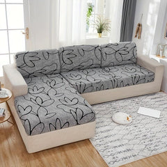 Gray Flower Elastic Sofa Slipcover Non-slip Furniture Protector
