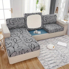 Gray Flower Elastic Sofa Slipcover Non-slip Furniture Protector