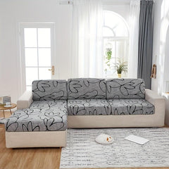 Gray Flower Elastic Sofa Slipcover Non-slip Furniture Protector