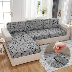 Gray Flower Elastic Sofa Slipcover Non-slip Furniture Protector