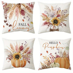 Autumn Throw Pillow Covers Pumpkin Wheat Sunflower Jar Thanksgiving Pillow