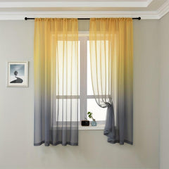 Yellow Grey Gradient Tulle Sheer Voile Rod Type Curtain