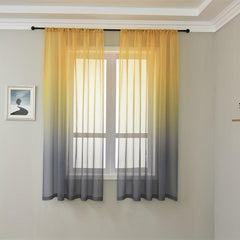 Yellow Grey Gradient Tulle Sheer Voile Rod Type Curtain