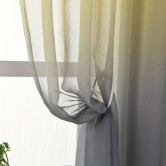 Yellow Grey Gradient Tulle Sheer Voile Rod Type Curtain