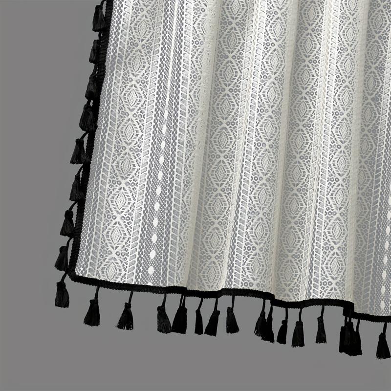 Japanese Crocheted Small Curtain Geometric Pattern Rod Pocket Valance