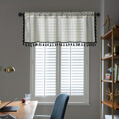 Japanese Crocheted Small Curtain Geometric Pattern Rod Pocket Valance