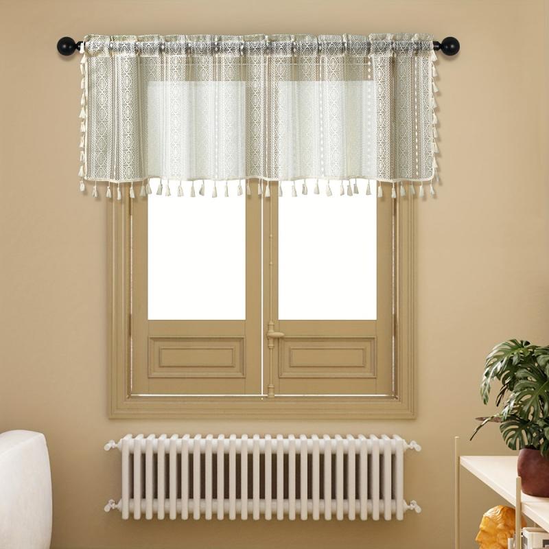 Japanese Crocheted Small Curtain Geometric Pattern Rod Pocket Valance