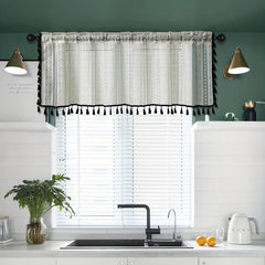 Japanese Crocheted Small Curtain Geometric Pattern Rod Pocket Valance