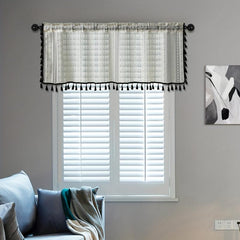Japanese Crocheted Small Curtain Geometric Pattern Rod Pocket Valance