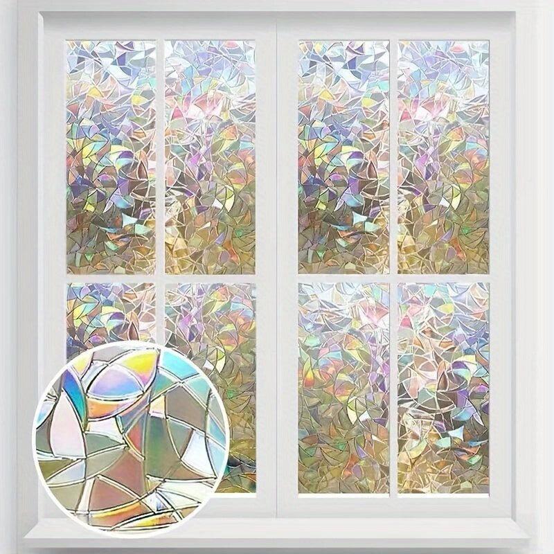 Rainbow Privacy Window Film Stained Glass Sticker Anti UV Sun Blocker