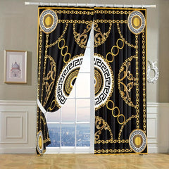 2pcs Geometric Pattern Curtain for Bedroom Office Kitchen Living Room