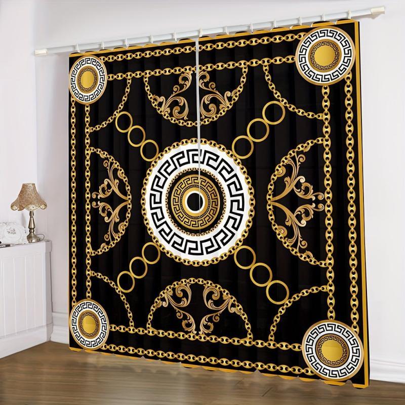 2pcs Geometric Pattern Curtain for Bedroom Office Kitchen Living Room