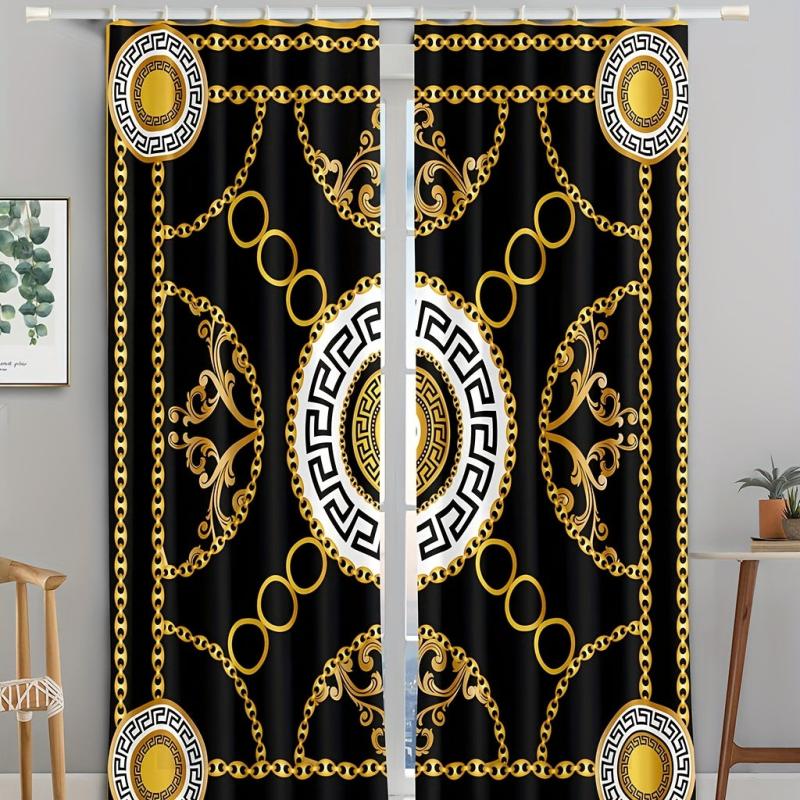 2pcs Geometric Pattern Curtain for Bedroom Office Kitchen Living Room