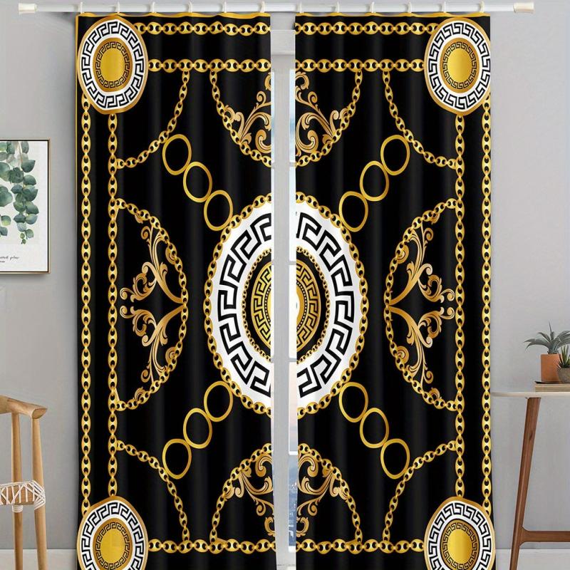 2pcs Geometric Pattern Curtain for Bedroom Office Kitchen Living Room