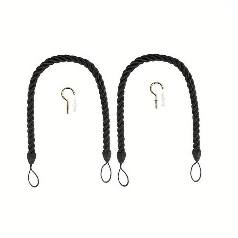 2pcs Hand Woven Curtain Tieback with Metal Hooks for Home Decor