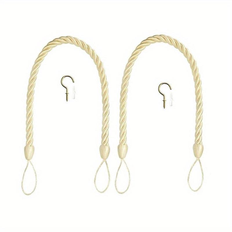 2pcs Hand Woven Curtain Tieback with Metal Hooks for Home Decor
