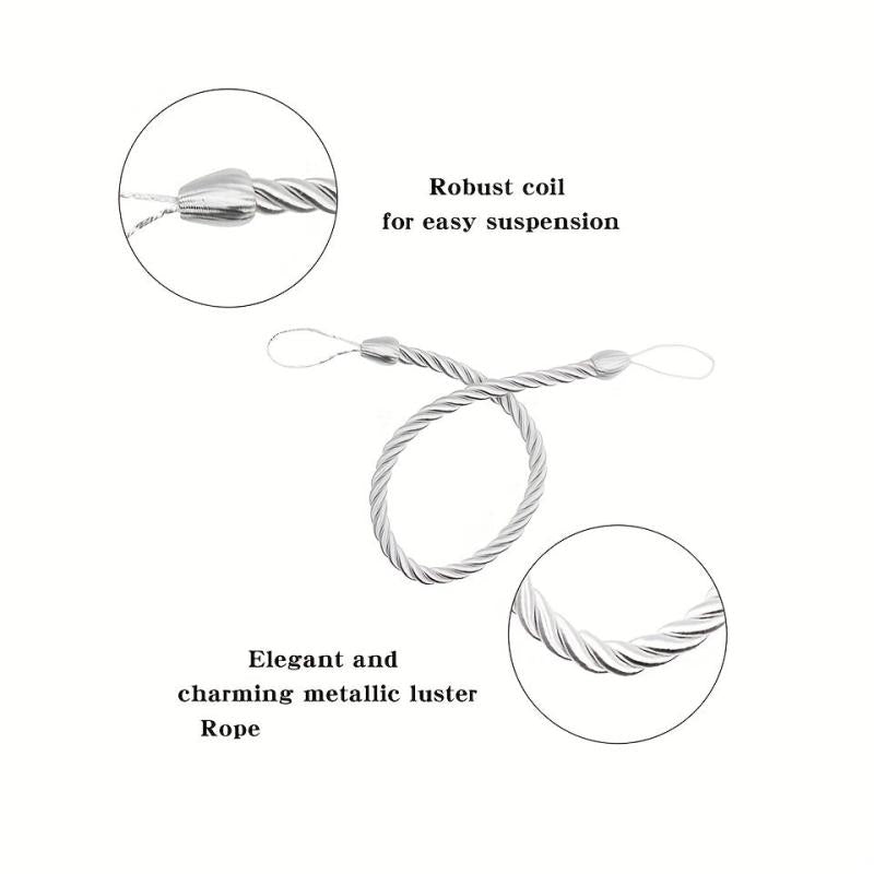 2pcs Hand Woven Curtain Tieback with Metal Hooks for Home Decor
