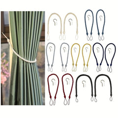 2pcs Hand Woven Curtain Tieback with Metal Hooks for Home Decor