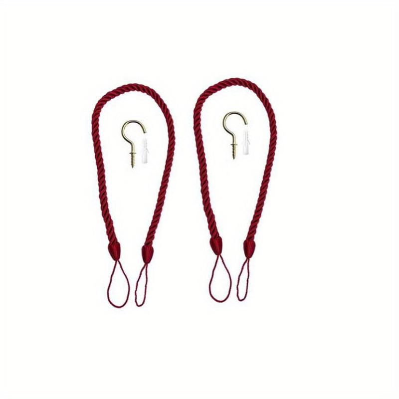 2pcs Hand Woven Curtain Tieback with Metal Hooks for Home Decor