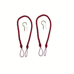 2pcs Hand Woven Curtain Tieback with Metal Hooks for Home Decor