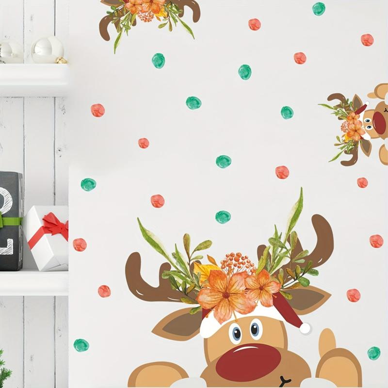 2pcs Christmas Elk Window Stickers Removable Waterproof Vinyl Wall Decor
