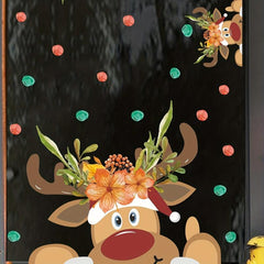 2pcs Christmas Elk Window Stickers Removable Waterproof Vinyl Wall Decor