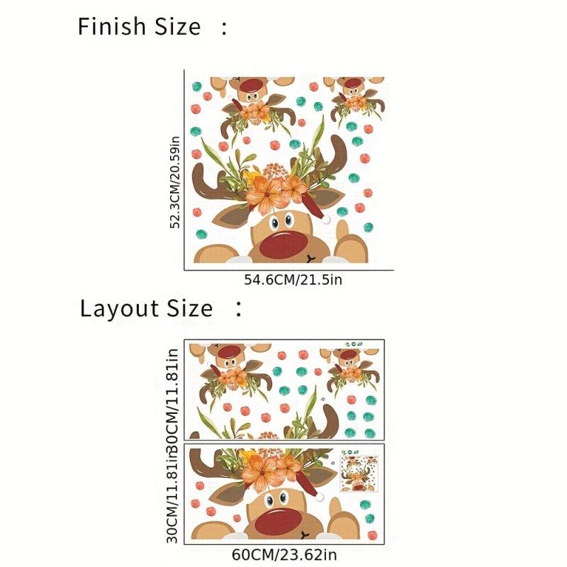 2pcs Christmas Elk Window Stickers Removable Waterproof Vinyl Wall Decor